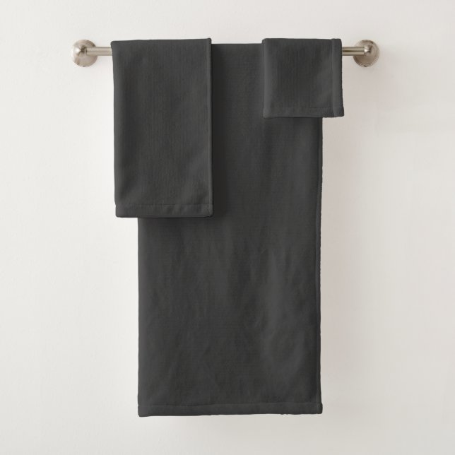 Dark Charcoal Solid Colour Bath Towel Set (Insitu)