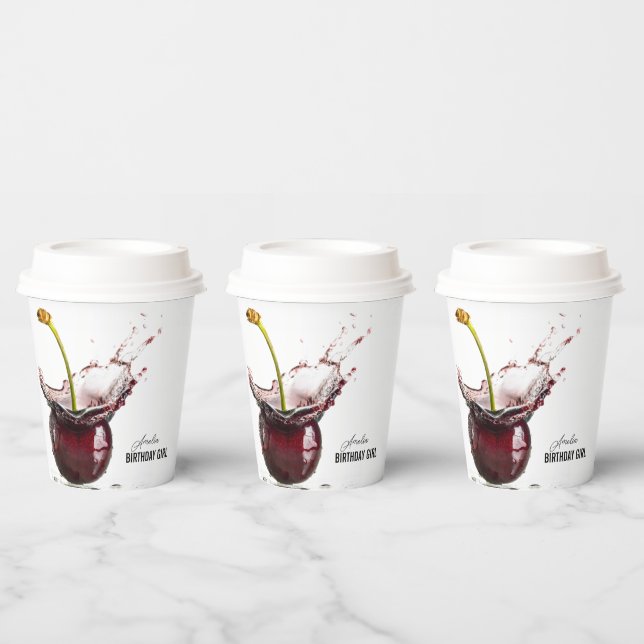 Dark Cherry Personalised Paper Cups (Multi)