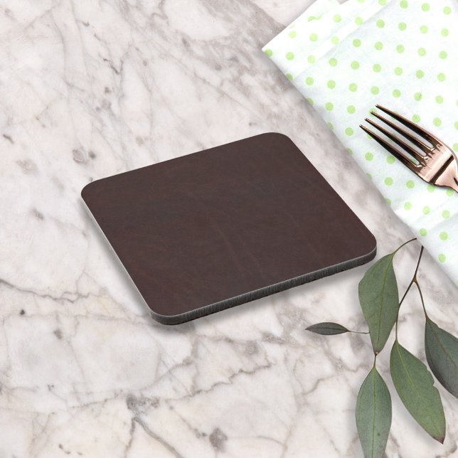 Dark Chestnut Brown Faux Leather Coaster (Creator Uploaded)