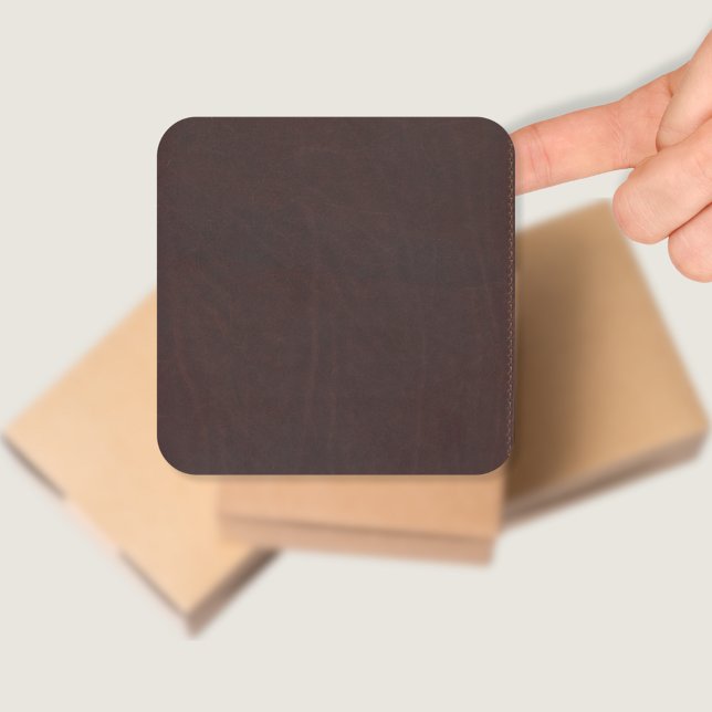 Dark Chestnut Brown Faux Leather Square Sticker (Creator Uploaded)