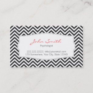 Dark Chevron Stripes Psychologist Business Card