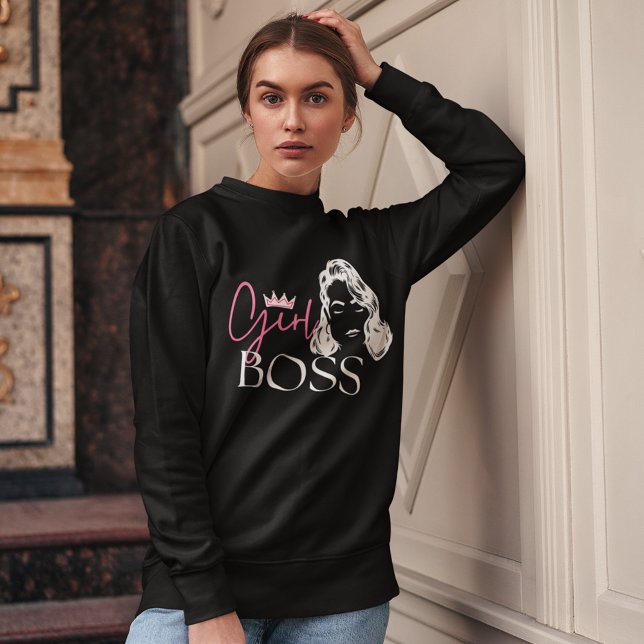 Dark Chic Girl Boss Quote Strong Woman Typography Sweatshirt (Creator Uploaded)