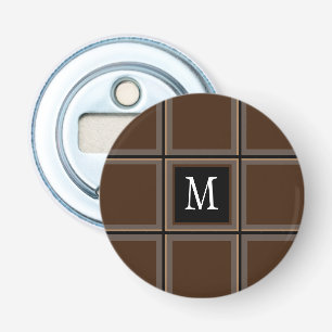 Dark Chocolate Brown Custom Single Initial Striped Bottle Opener