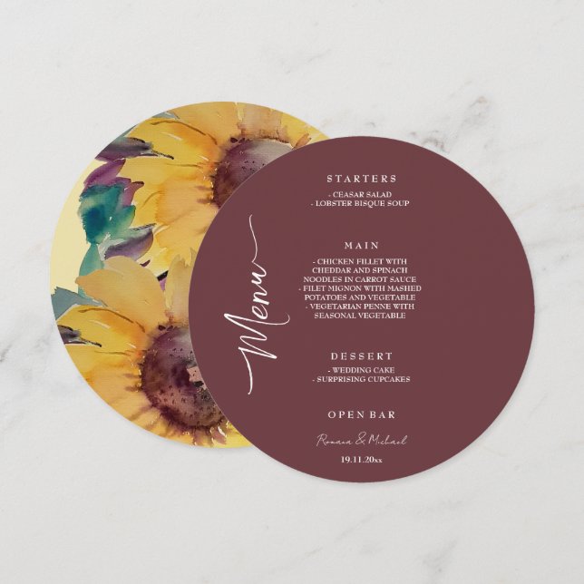 Dark Chocolate Brown Elegant  Menu (Front/Back)