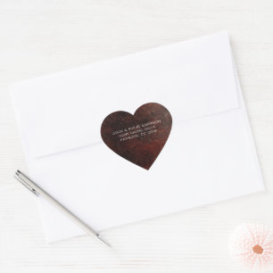 Dark Chocolate Brown Leather Wedding Heart Sticker