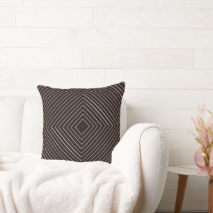 dark chocolate brown Nested White Squares Tribal Cushion