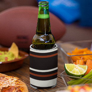 Dark Chocolate Brown Stripes Can Cooler