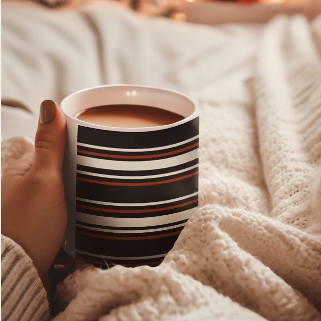 Dark Chocolate Brown Stripes Coffee Mug (mugs and cups)