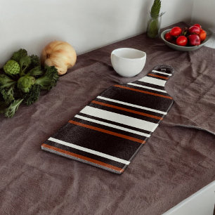 Dark Chocolate Brown Stripes Cutting Board