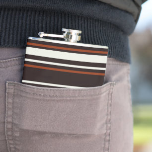 Dark Chocolate Brown Stripes Hip Flask