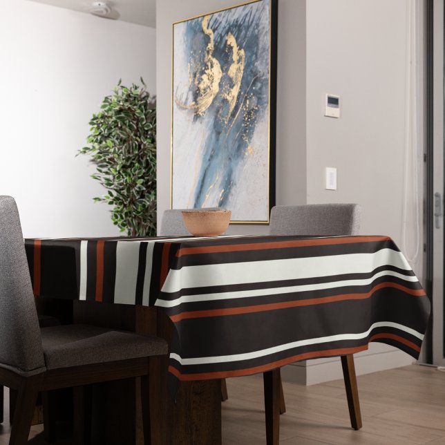 Dark Chocolate Brown Stripes Tablecloth (table cloth)
