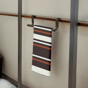 Dark Chocolate Brown Stripes Tea Towel