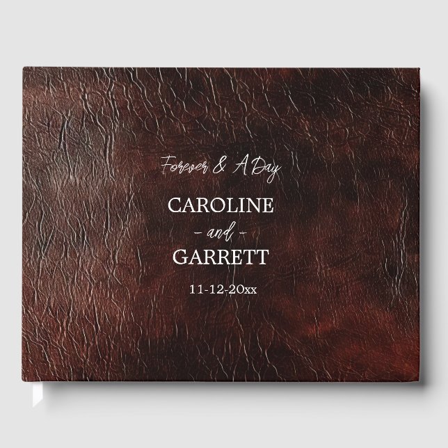 Dark Chocolate Brown Western Faux Leather Guest Book (Front)