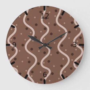 Dark Chocolate Drizzle and Sprinkles Pattern Large Clock