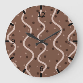 Dark Chocolate Drizzle and Sprinkles Pattern Large Clock
