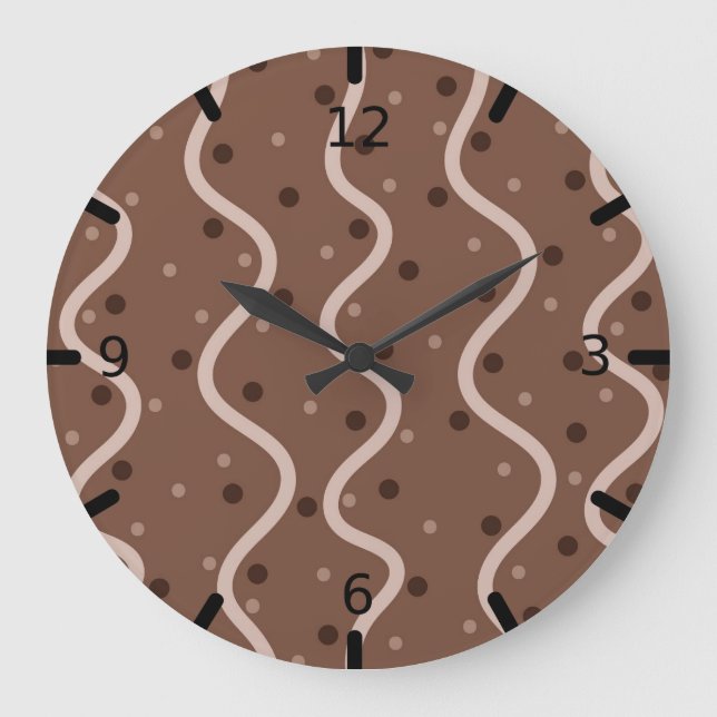Dark Chocolate Drizzle and Sprinkles Pattern Large Clock (Front)