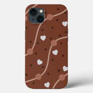 Dark Chocolate Heart Speckled Pattern iPhone 13 Case