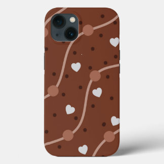 Dark Chocolate Heart Speckled Pattern iPhone 13 Case