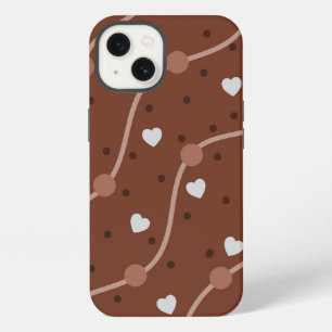 Dark Chocolate Heart Speckled Pattern iPhone 13 Case