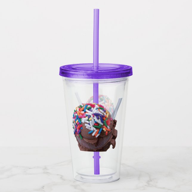 Dark Chocolate Ice Cream with Rainbow Sprinkles Acrylic Tumbler (Front)