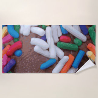 Dark Chocolate Ice Cream with Rainbow Sprinkles Beach Towel