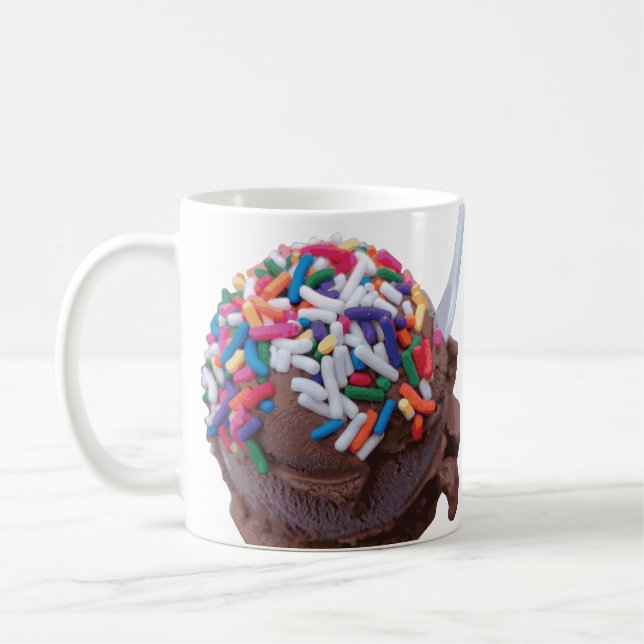 Dark Chocolate Ice Cream with Rainbow Sprinkles Coffee Mug (Left)