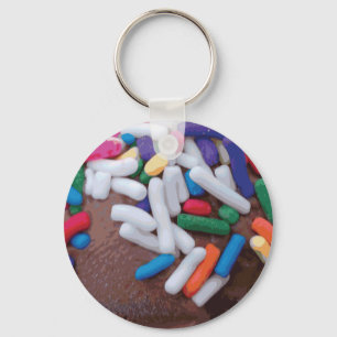 Dark Chocolate Ice Cream with Rainbow Sprinkles Key Ring