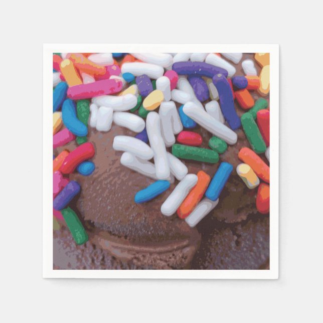Dark Chocolate Ice Cream with Rainbow Sprinkles Napkin (Front)