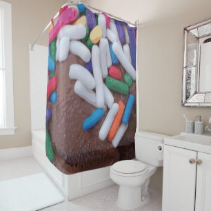 Dark Chocolate Ice Cream with Rainbow Sprinkles Shower Curtain