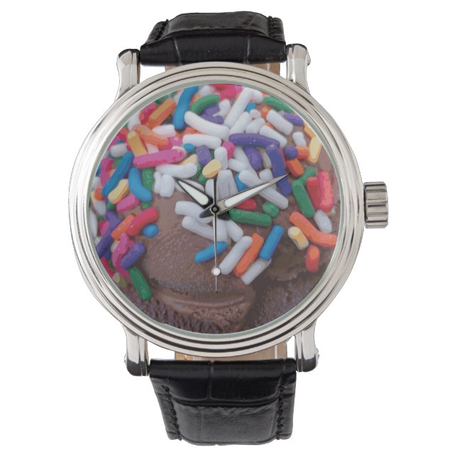 Dark Chocolate Ice Cream with Rainbow Sprinkles Watch (Front)
