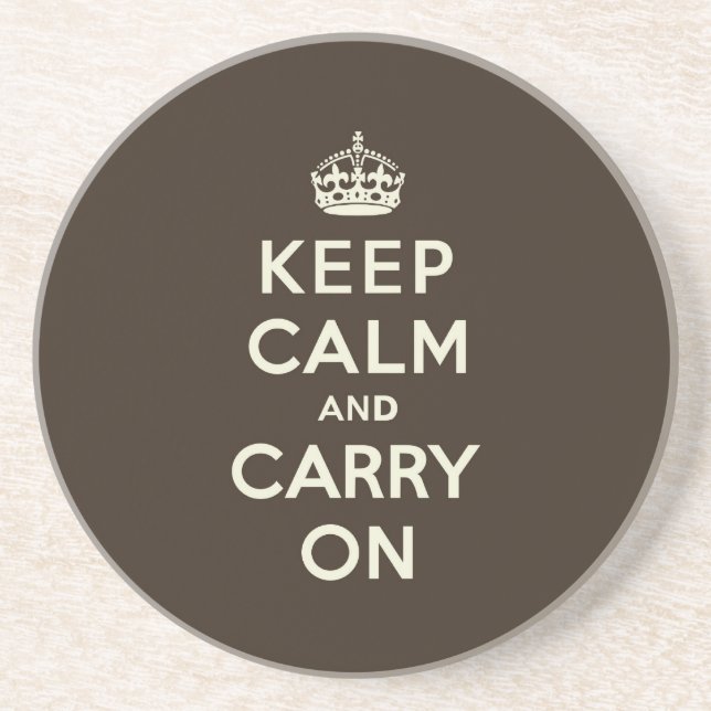 Dark Chocolate Keep Calm and Carry On Coaster (Front)