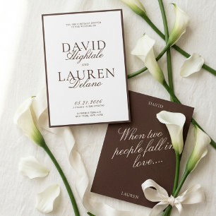 Dark Chocolate Old Money Wedding  Invitation