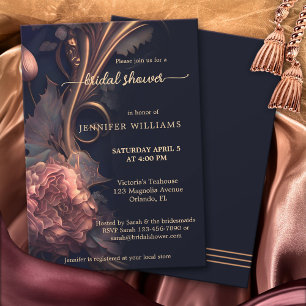 Dark Chocolate Rose Gold Bridal Shower Invitation