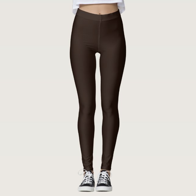 Dark Chocolate, solid dark brown  Leggings (Front)