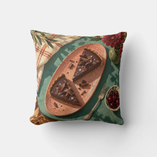 Dark Chocolate Tart Cherries Teal Tea Table Cushion