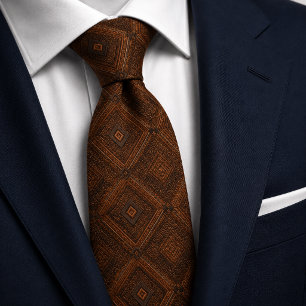 Dark Chocolate Terracotta Diamond Geometric Tie