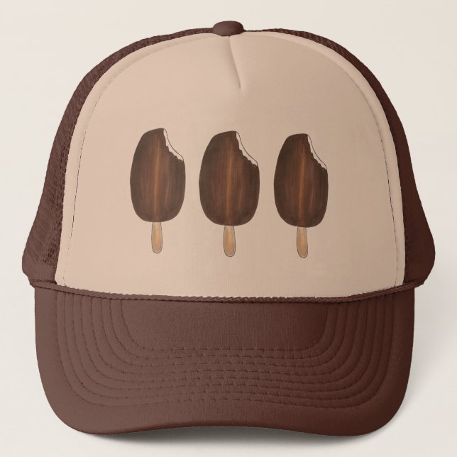 Dark Chocolate Vanilla Ice Cream Pop Popsicle Trucker Hat (Front)