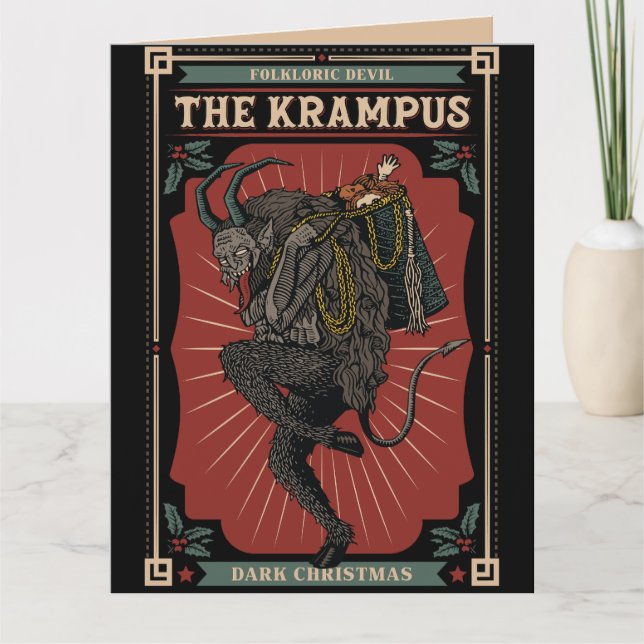 Dark Christmas Folkloric Devil Krampus Bag of Toys Card (Front)