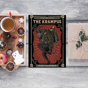 Dark Christmas Folkloric Devil Krampus Bag of Toys Holiday Card