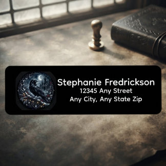 Dark Christmas Gothic Raven Return Address Label