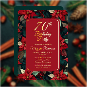 Dark Christmas Holiday Floral 70th Birthday Party