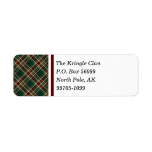 Dark Christmas Plaid Return Address Label