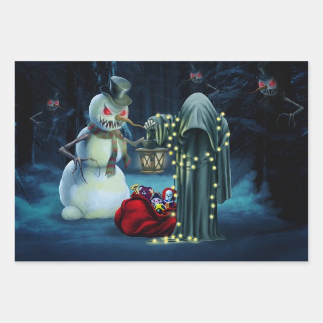 Dark christmas time wrapping paper sheet (Front)