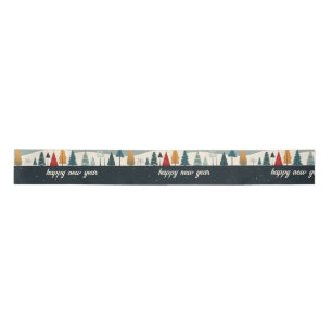 Dark Christmas Tree Pattern Satin Ribbon