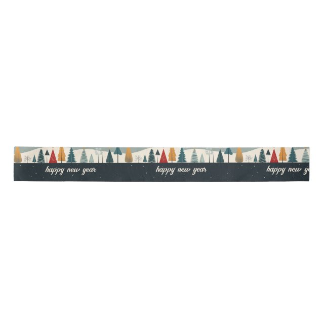 Dark Christmas Tree Pattern Satin Ribbon (Front)