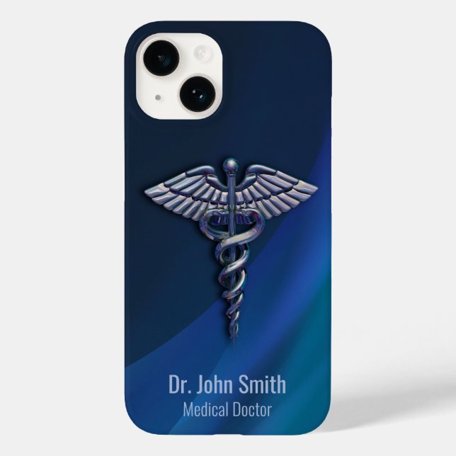 Dark Chrome Holographic 3D Medical Caduceus Case-Mate iPhone Case (Back)