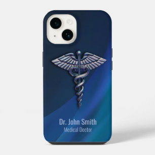 Dark Chrome Holographic 3D Medical Caduceus iPhone 14 Case
