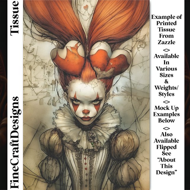 Dark Circus Queen Hearts Harlequin DZ2R Decoupage Tissue Paper (Creator Uploaded)