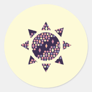 Dark City Twilight Honeycomb and Diamond Sun Classic Round Sticker