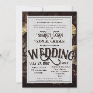Dark Classic Retro Elegant Luxury Wedding Invitation